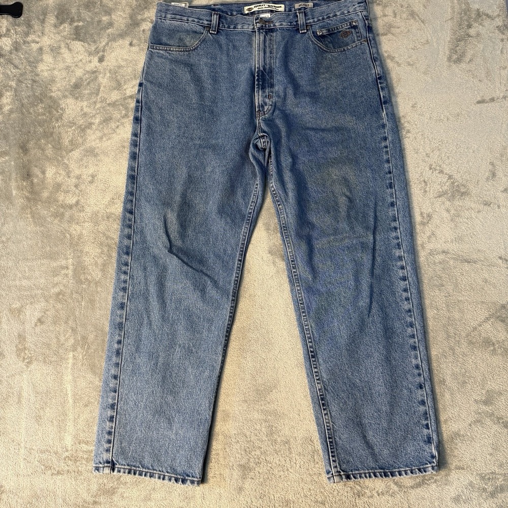 Harley Davidson Jeans Mens 38x30 Blue Relaxed Fit Straight Leg Denim Motorcycle